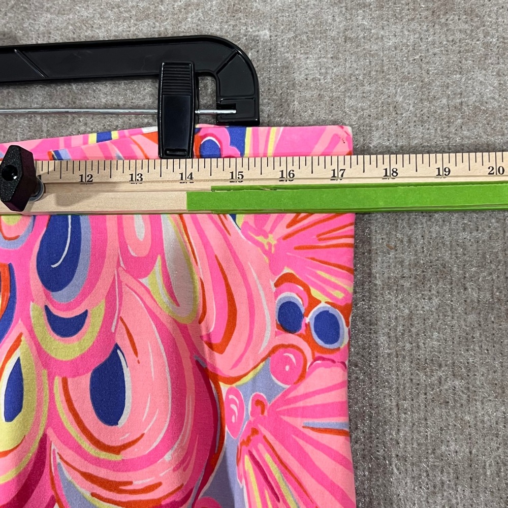Lilly Pulitzer Reef Retreat Casual Flare Pants L Pink Blue Shell Print Stretch - Picture 3 of 10